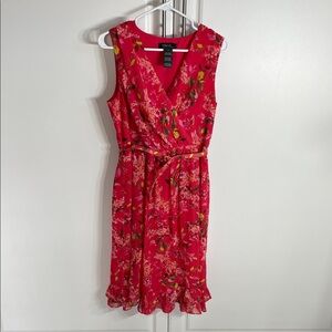 George  Bright Pink Floral Wrap Midi Dress